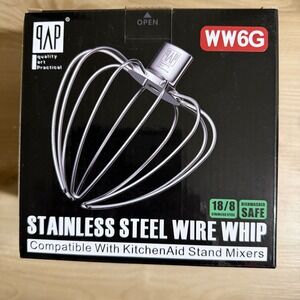 QAP WW6G Stainless Steel Wire Whip for KitchenAid 6QT Bowl-Lift Stand Mixer NEW